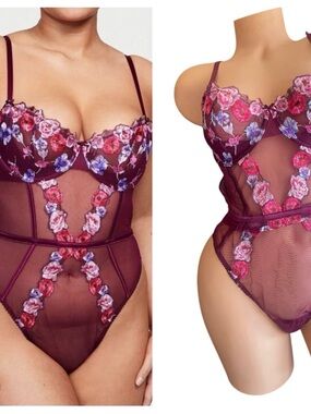Victoria Secret Very Sexy floral embroidered  wicked teddy brand NEW WITH TAG L.